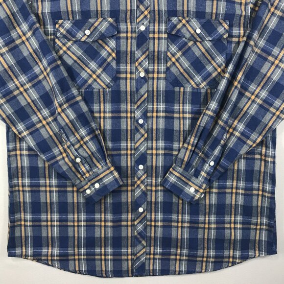 Swisswell Shirt Men's 2XL Blue Plaid Flannel Button Down Long Sleeve Pockets - Picture 5 of 11